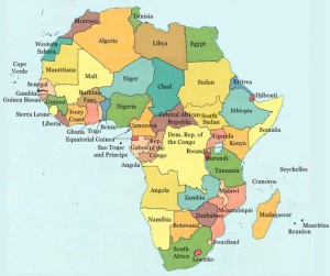 A map of the continent of Africa